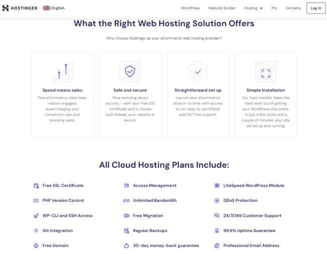 hosting de comercio electrónico de Hostinger para tiendas web Magento