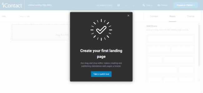 Get new leads with iContact email software landing page