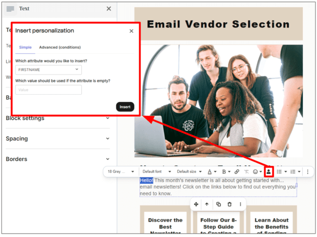 personalizar newsletters con los datos de los suscriptores de correo electrónico