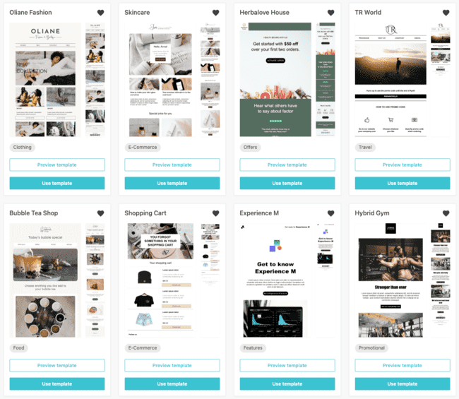 plantillas de email de la reseña de Moosend con el editor de arrastrar y soltar y diseño responsive