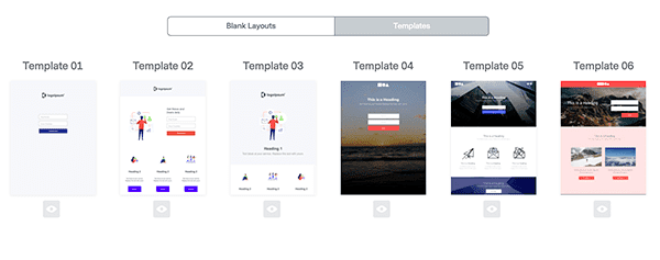 plantillas de landing pages de benchmark
