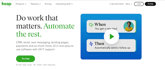 plataforma de automação de marketing por e-mail Keap CRM