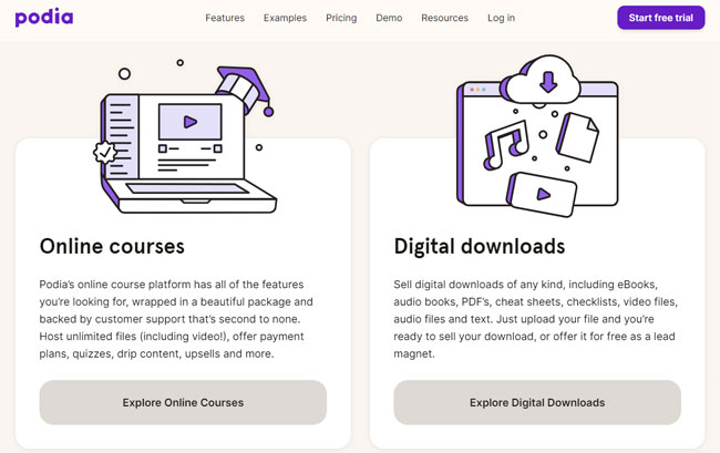 podia online courses digital dowloads tool