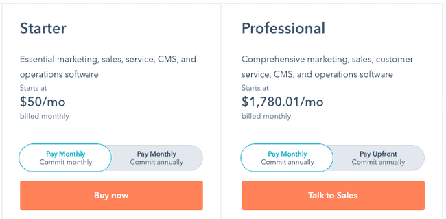 preços e planos da Hubspot