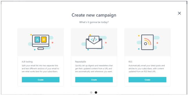 primer paso para crear una nueva campaña de correo electrónico con Moosend