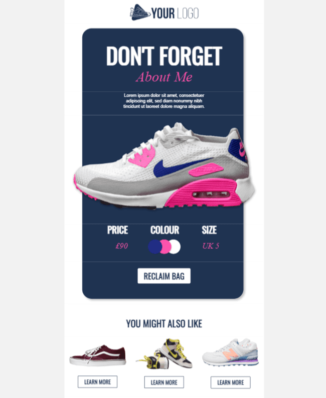 product image abandoned cart template