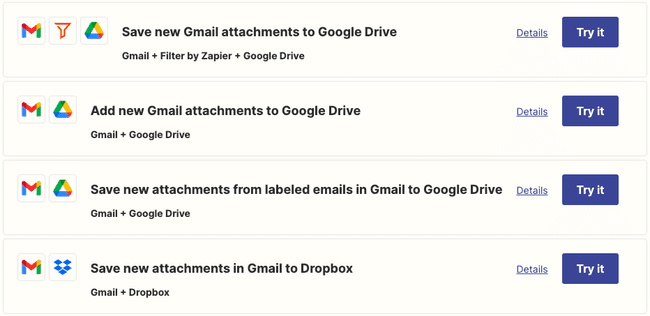 save email attachments to the Cloud using Zapier Zaps