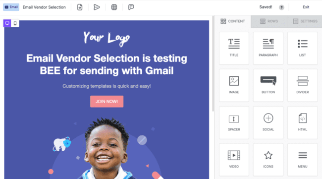 sending HTML email Gmail Beefree email editor builder