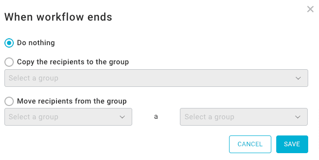 setting up what happens after workflow ends in Mailup