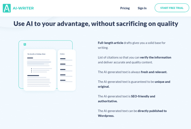 software AI-Writer para escribir blogs