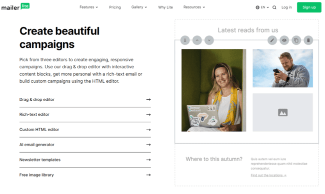 software para campañas de email MailerLite