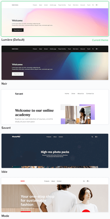 store templates in Sellfy
