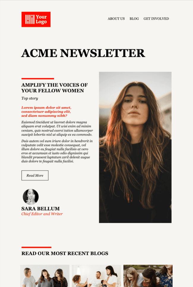traditional email message template for newsletters