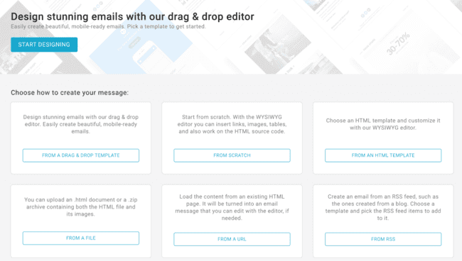ways to create emails in MailUp software