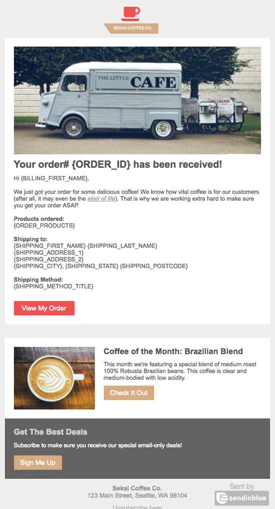 wordpress transactional email-example dynamic purchase email